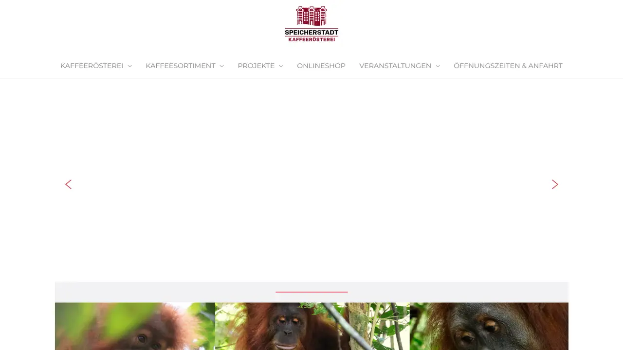 Website der Speicherstadt Kaffeerösterei