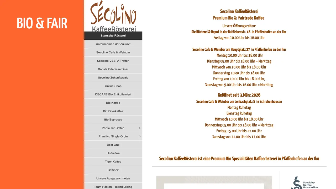 Website der Spengler Rösterei & Depot