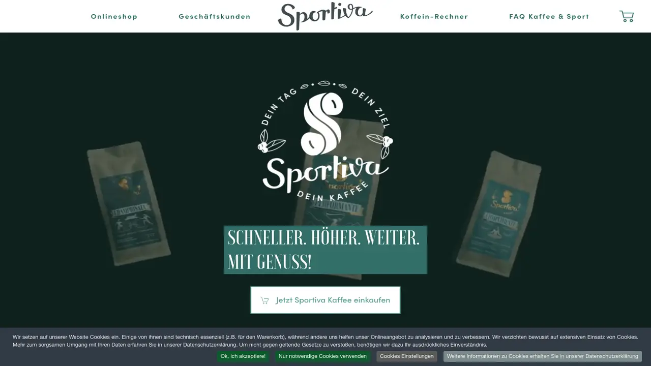 Website der Sportiva Kaffee
