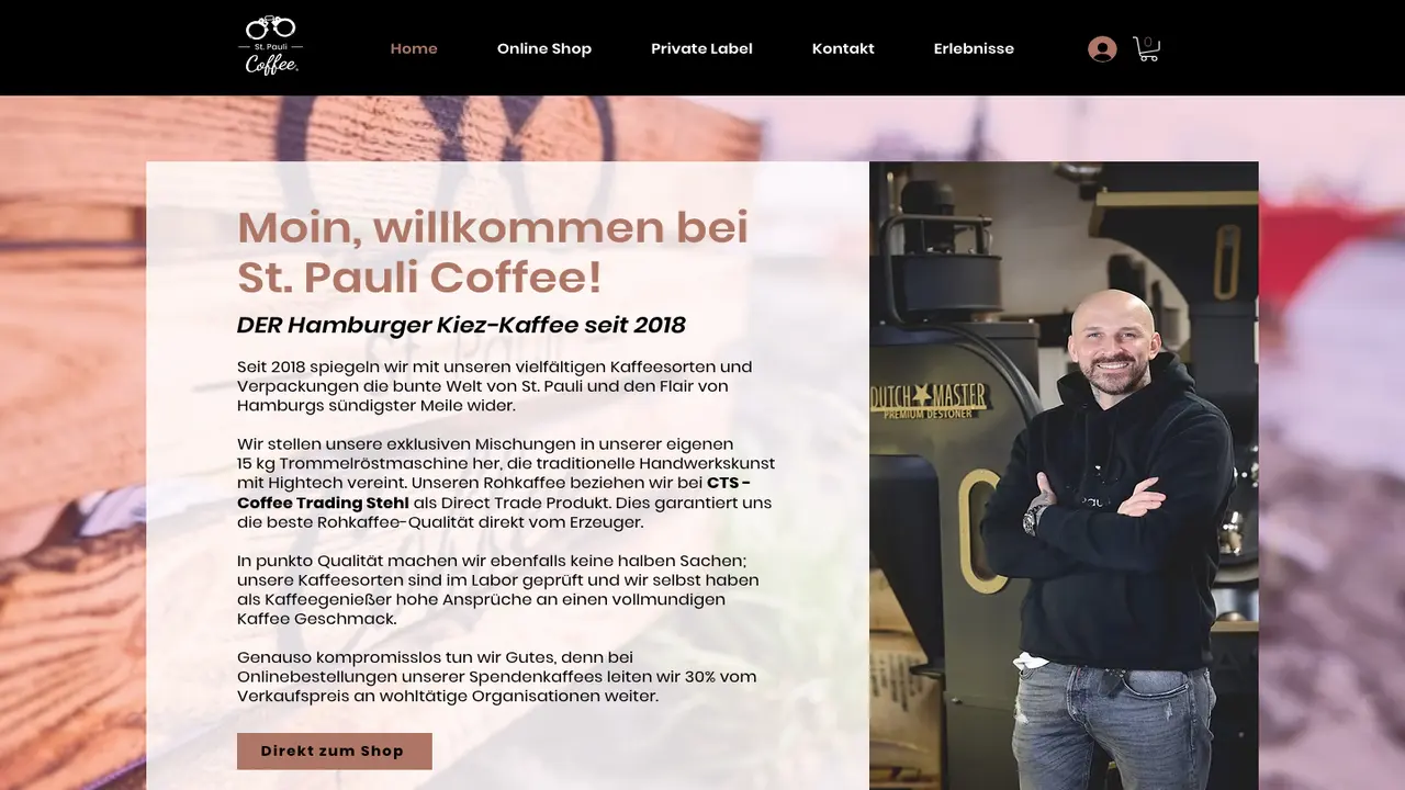 Website der St. Pauli Coffee GmbH