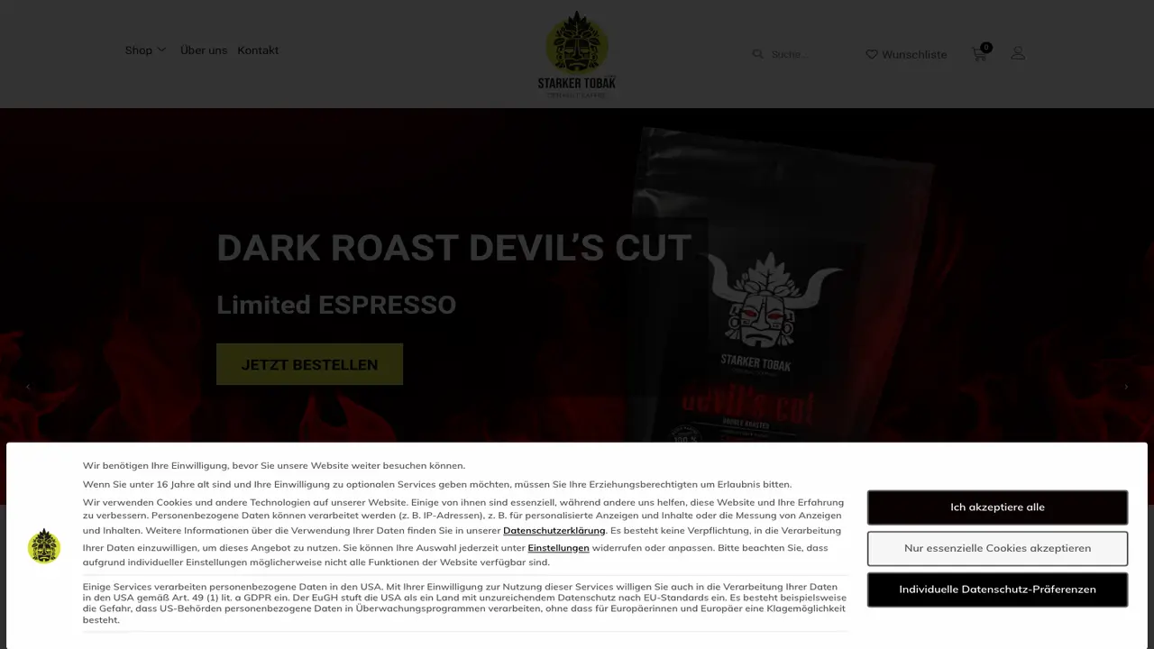 Website der Starker Tobak