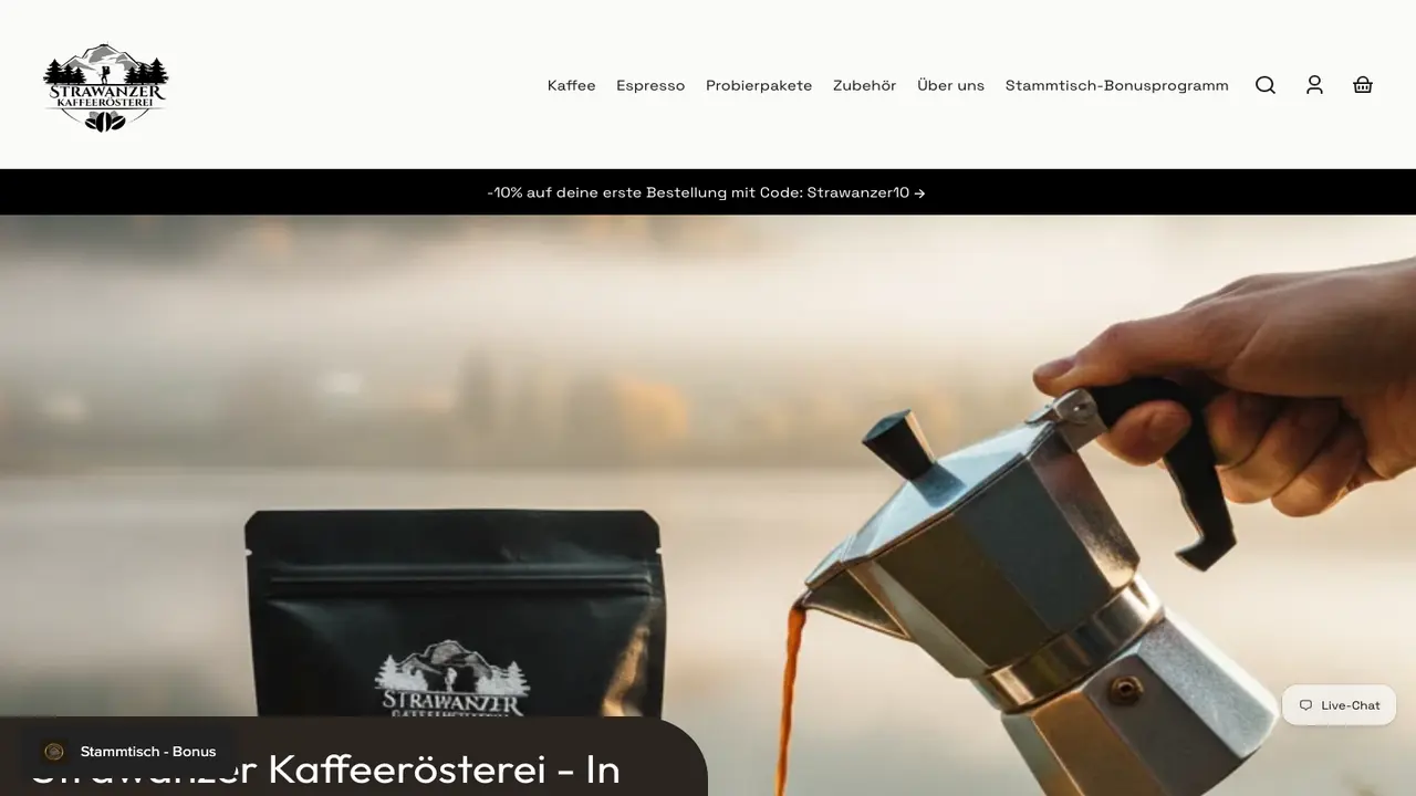 Website der Strawanzer Kaffeerösterei