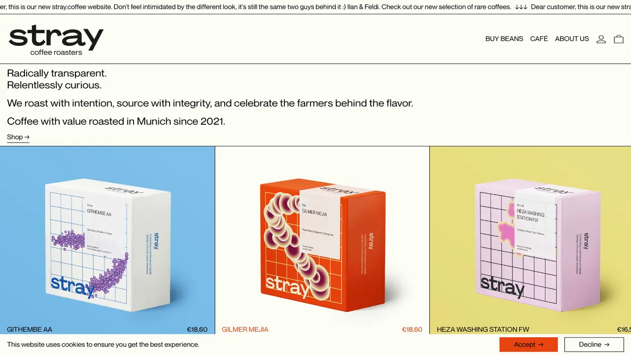 Website der Stray Coffee Roasters
