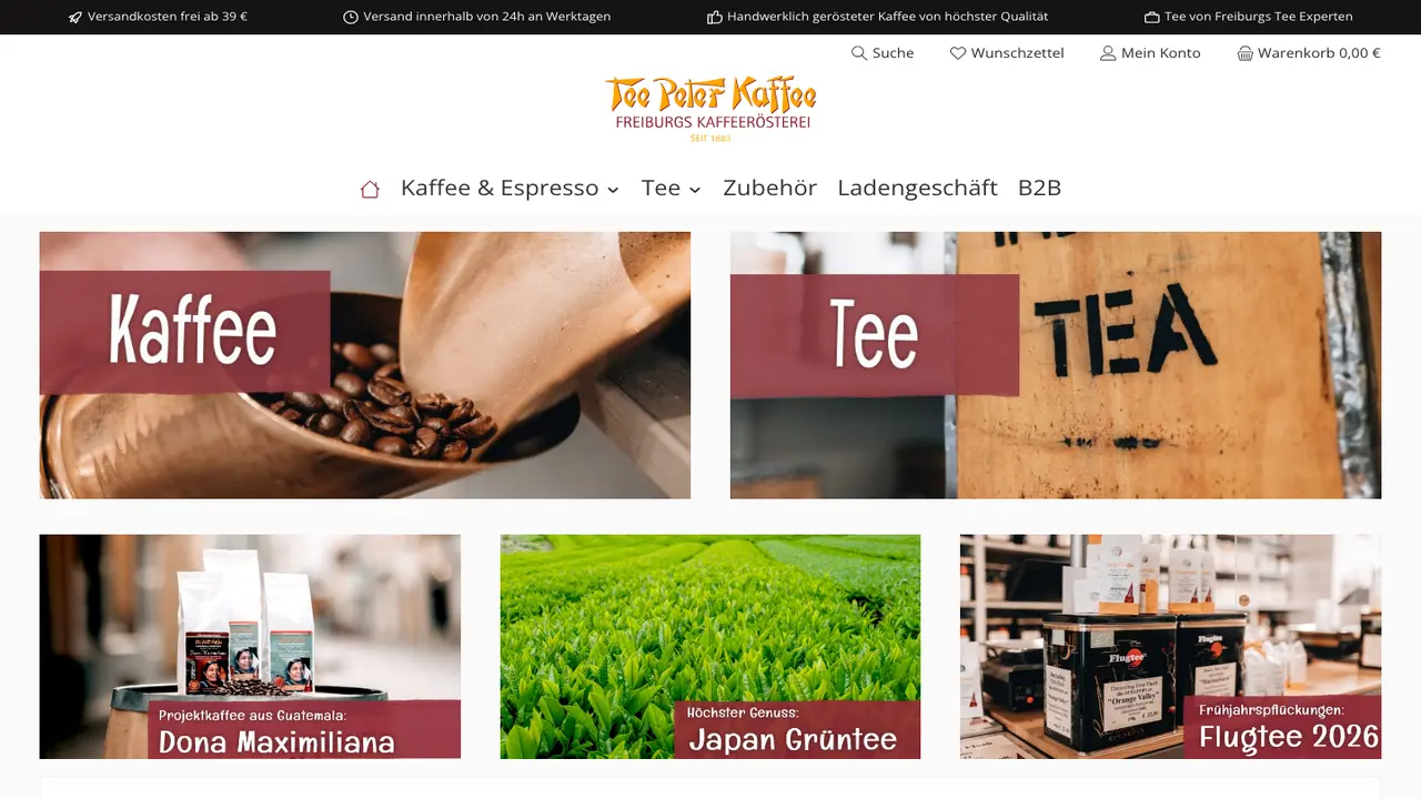 Website der Tea Peter Coffee