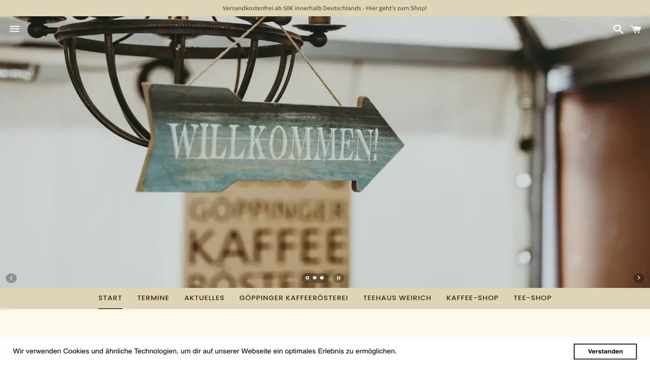 Website der TEEHAUS WEIRICH GmbH