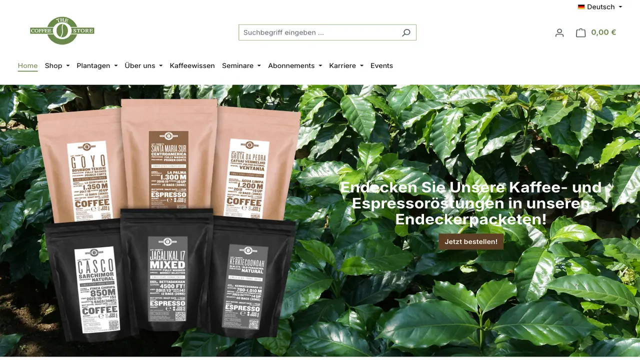 Website der The Coffee Store GmbH
