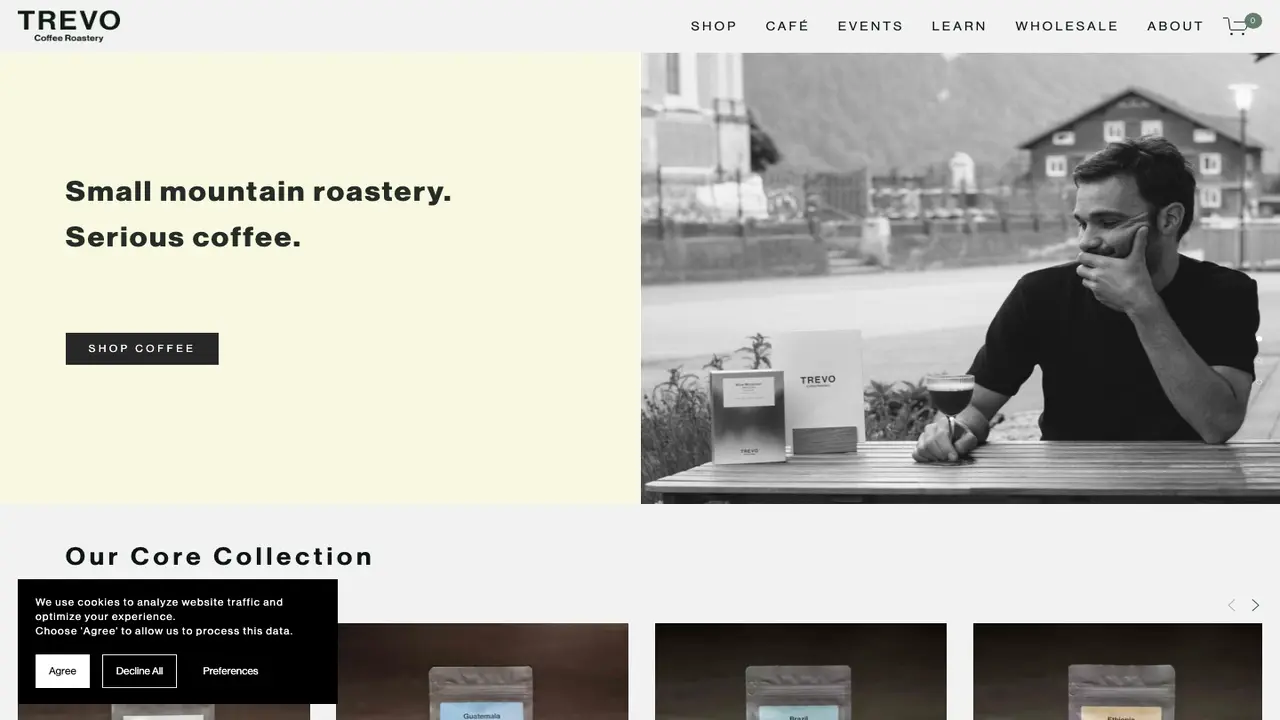 Website der Trevo Coffee Roastery