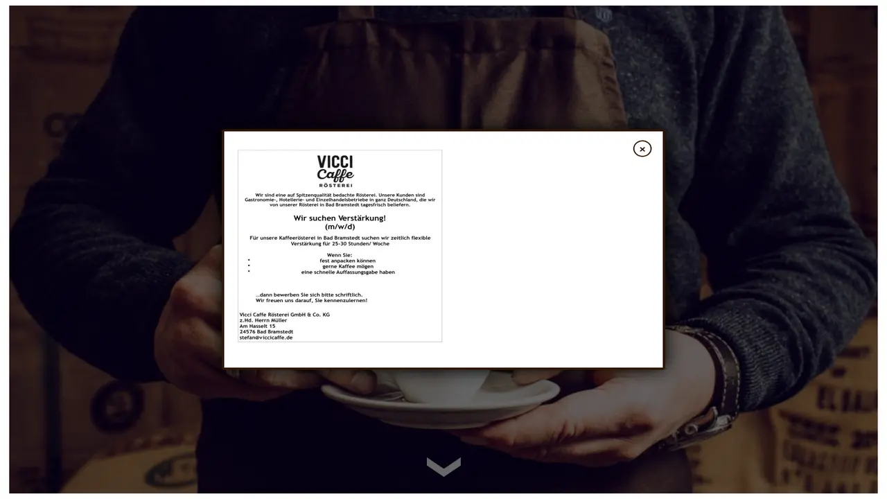 Website der VICCI Caffe Rösterei GmbH & Co. KG