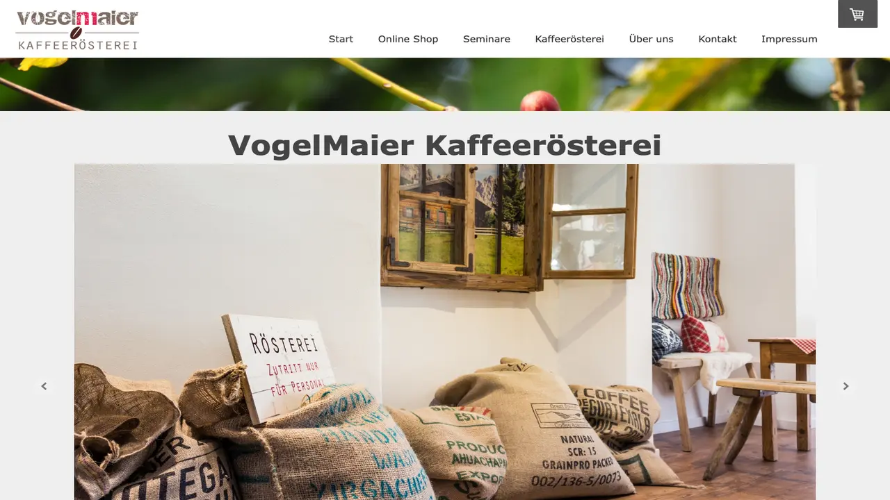 Website der VogelMaier Kaffeerösterei