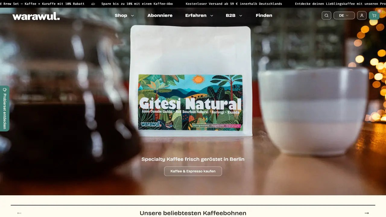 Website der Warawul Coffee