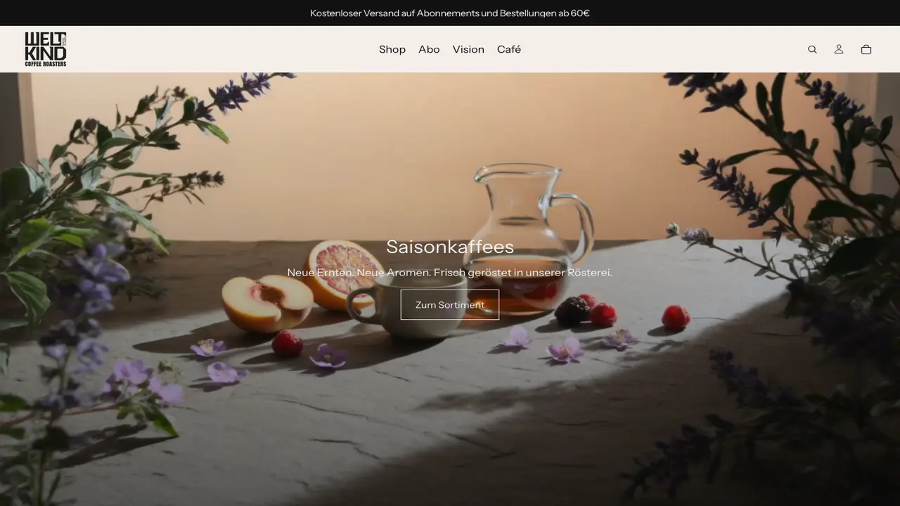 Website der Weltkind Coffee Roasters
