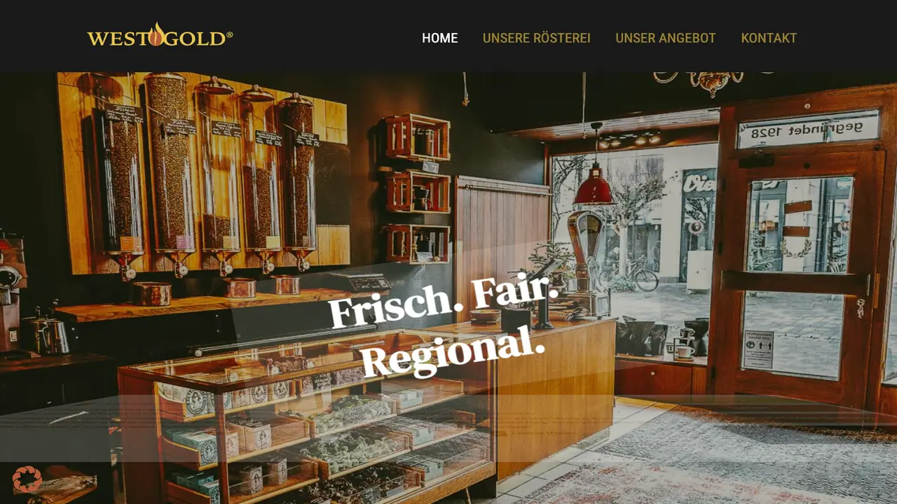 Website der Westgold Kaffee