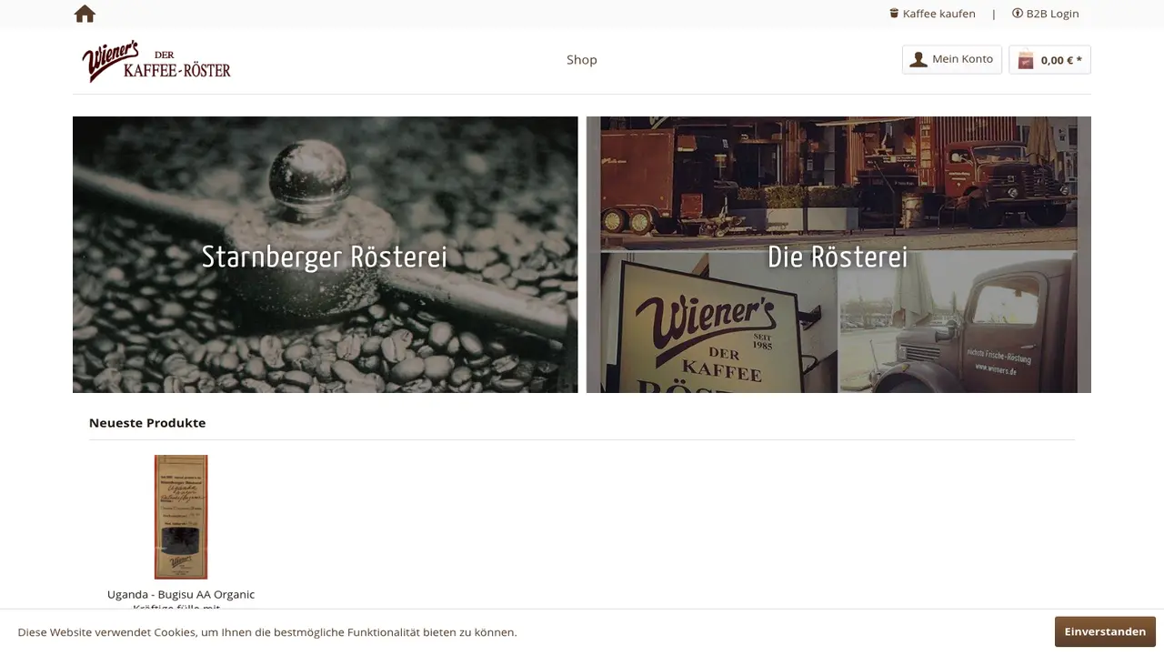 Website der Wiener's der Kaffee-Röster GmbH