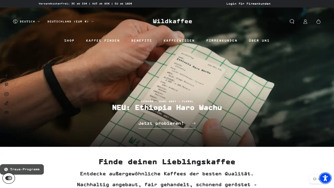 Website der Wildkaffee Rösterei // Wildkaffee GmbH