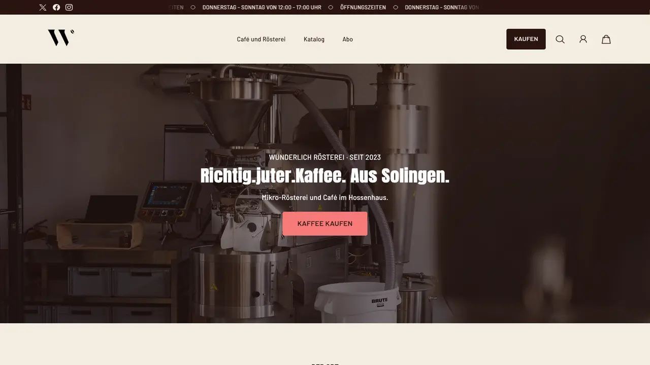 Website der Wunderlich Rösterei