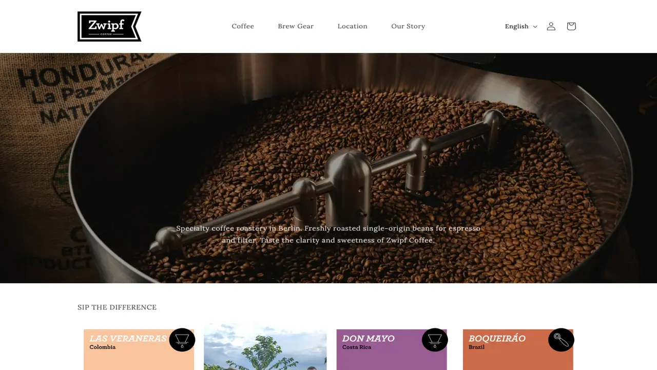 Website der Zwipf Coffee
