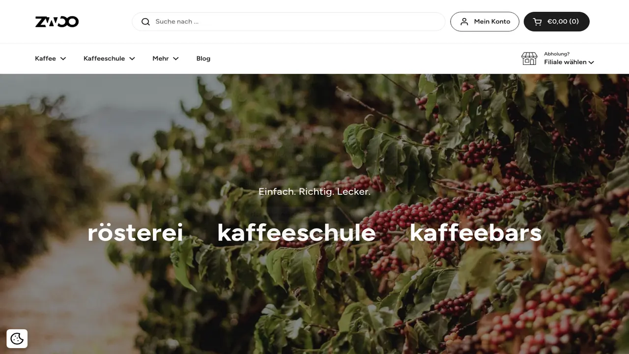Website der zwoo kaffeeröster