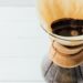 Closeup shot of alternative coffee in chemex with filter cone