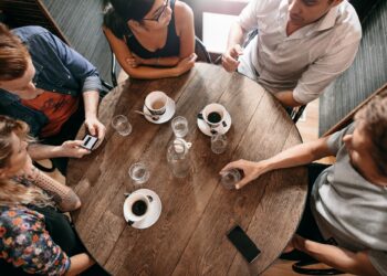 Group of friends at coffee shop
