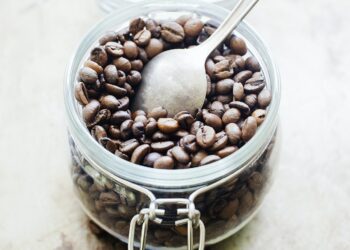 Jar of coffee beans