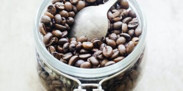 Jar of coffee beans