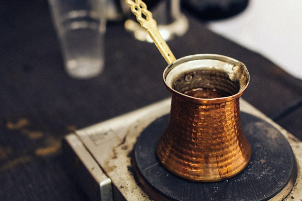 Turkish coffee made in ibrik