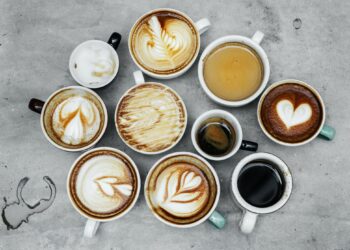 Aerial view of various coffee