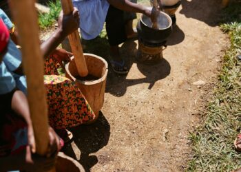 African traditional coffee roasting process by local tribes in mountain regions