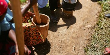 African traditional coffee roasting process by local tribes in mountain regions
