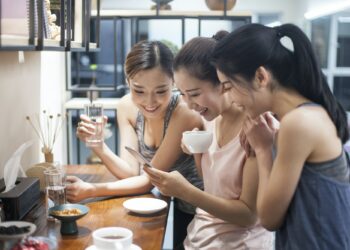 Best female friends drinking coffee