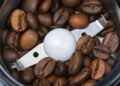 Coffee grinder with coffee beans