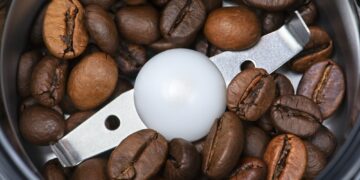 Coffee grinder with coffee beans