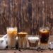 Different trendy cold coffee drink