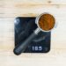 filter holder with coffee on the precision scale