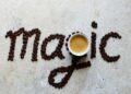 Magic,coffee art on stone table