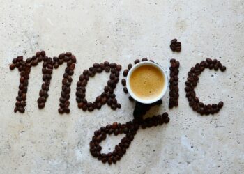 Magic,coffee art on stone table