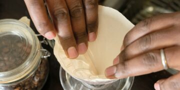 Set the paper filter in the dripper