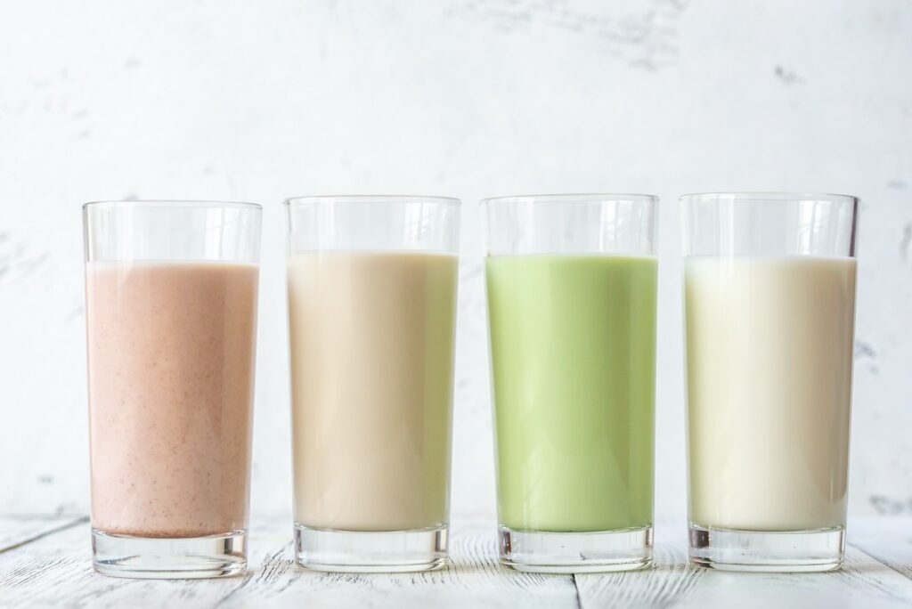 Assortment of different kinds of milk