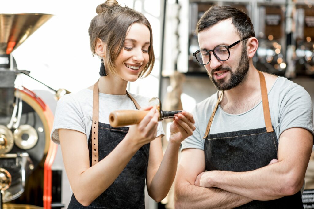 Baristas checking the quality of coffee