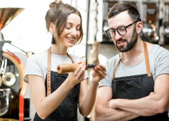 Baristas checking the quality of coffee