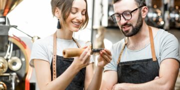 Baristas checking the quality of coffee