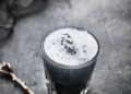 Black charcoal latte. Detox drink.
