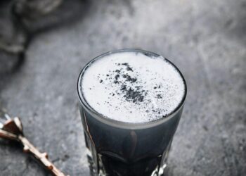 Black charcoal latte. Detox drink.