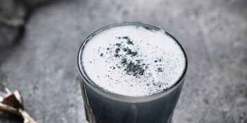 Black charcoal latte. Detox drink.