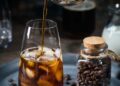 Ice coffee in a tall glasses