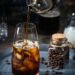 Ice coffee in a tall glasses