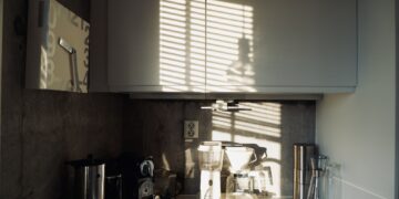 Modern kitchen with coffee machine