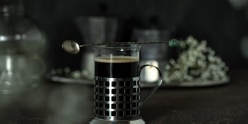 Strong black hot coffee